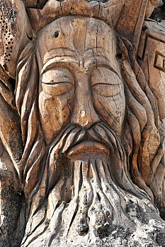 脸,雕刻,嬉皮,树,马塔拉,克里特岛,希腊,欧洲