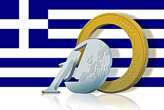 欧元,硬币,正面,希腊,国家,旗帜,象征