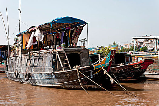 船,湄公河三角洲,越南,东南亚,亚洲