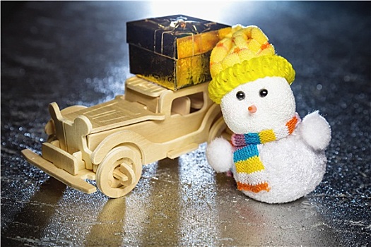 雪人,木质,汽车,礼盒