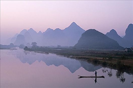 黎明,特色,景色,河,漓江,桂林,广西