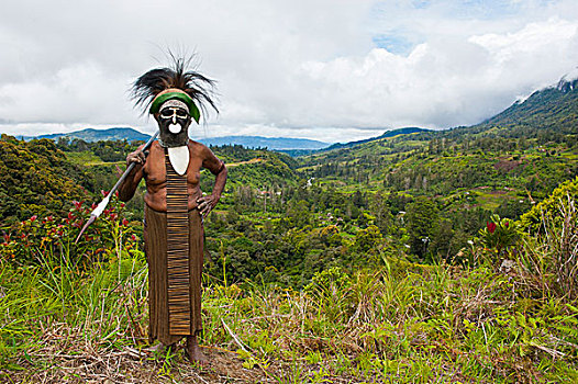 多彩,衣服,部族,首领,高地,巴布亚新几内亚,美拉尼西亚