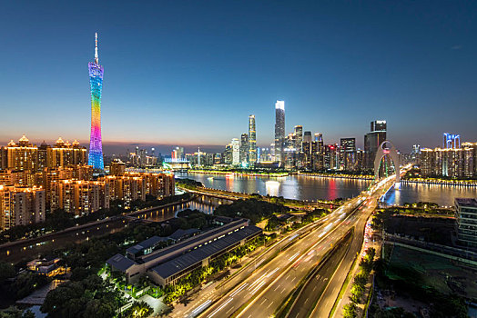 广州塔猎德桥与珠江新城cbd夜景