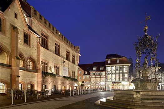 老市政厅,鹅,女孩,喷泉,哥廷根,下萨克森,德国,欧洲
