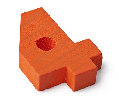 橙色,木制玩具,数字,四个