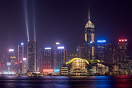 香港,天际线,夜晚