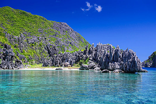 海岸,石灰石,群岛,爱妮岛,巴拉望岛,菲律宾,亚洲