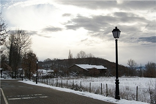 雪,日出