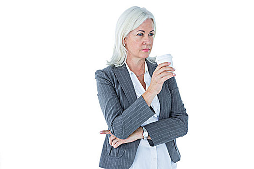 职业女性,拿着,咖啡,白色背景,背景