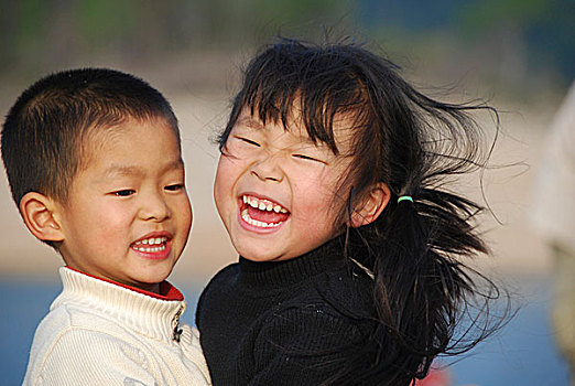 笑,小,儿童,男孩,女孩,中国,亚洲