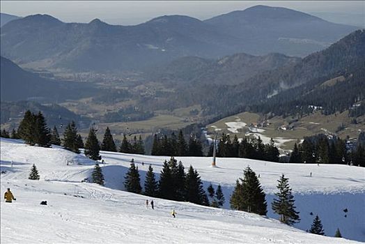山谷,滑雪胜地,巴伐利亚阿尔卑斯山,巴伐利亚,德国,欧洲