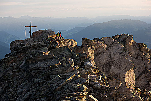 攀登者,顶峰,日出,阿尔卑斯山,奥地利