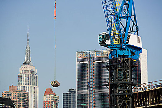 起重机,举起,建筑材料,上方,纽约