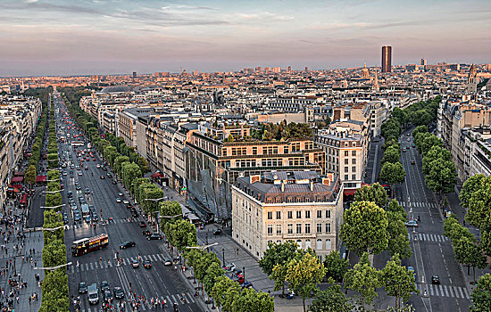 法国,巴黎,地区,风景,香榭丽舍大街,道路,拱形,城市风光