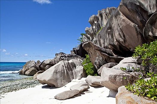 寂静沙滩,特色,花冈岩,拉迪戈岛,拉迪格岛,塞舌尔,印度洋,非洲