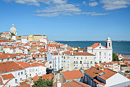 俯视,阿尔法马区,地区,里斯本,葡萄牙