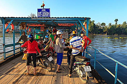 穿过,河,渡船,湄公河,支流,越南,印度支那,东南亚,东方,亚洲