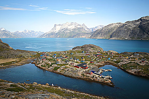 格陵兰,风景,乡村,景色,山,水