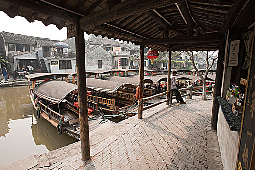 船,码头,老城,西塘,浙江,中国