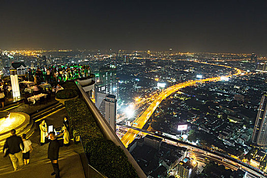 客人,天空,酒吧,塔楼,全景,夜景,地区,曼谷,泰国,亚洲
