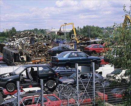 金属废料,汽车,底板,堆,金属,垃圾