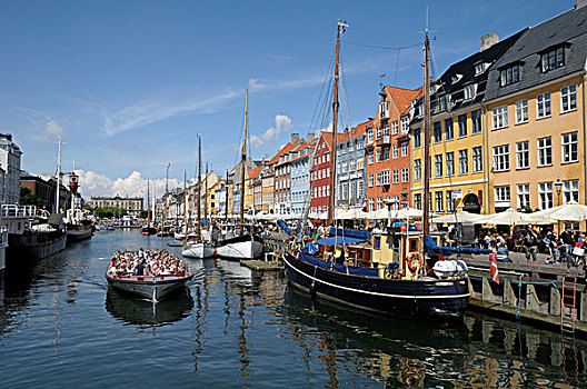 船,纽哈温运河,港口,哥本哈根,丹麦,斯堪的纳维亚,欧洲