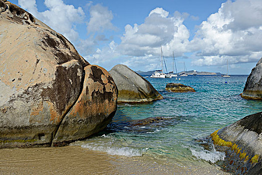 加勒比,英属维京群岛,维京果岛,巨大,漂石,春天,湾,大幅,尺寸