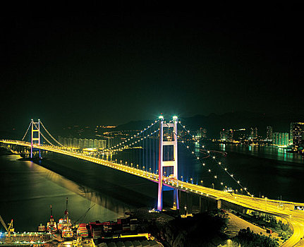 夜晚,桥,香港