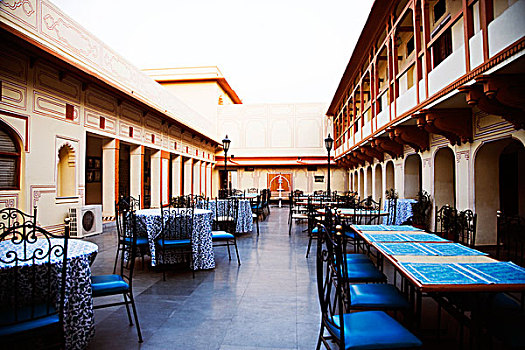 桌子,椅子,放置,宫殿,城市宫殿,斋浦尔,拉贾斯坦邦,印度