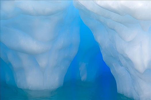 冰山,拱,柱子,融化,冰,通道,南极
