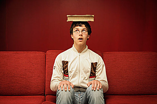 青少年,平衡性,书本,头部