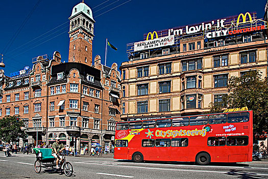 观光,巴士,哥本哈根,城市,丹麦,欧洲