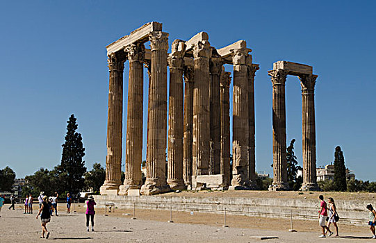 遗址,著名,宙斯庙,柱子,雅典,希腊