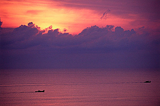 马来西亚,南海,日出,后面,渔民,东方