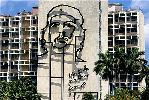 大,切-格瓦拉,头部,涂绘,建筑,室内,哈瓦那,古巴,加勒比海