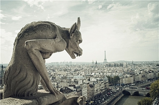 滴水兽,建筑,碎片,巴黎,埃菲尔铁塔