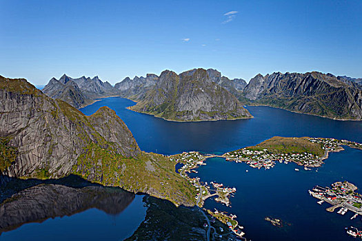 夏天,峡湾,罗弗敦群岛,挪威,北极圈,湖,影象