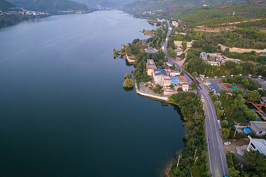 航拍济南锦绣川水库