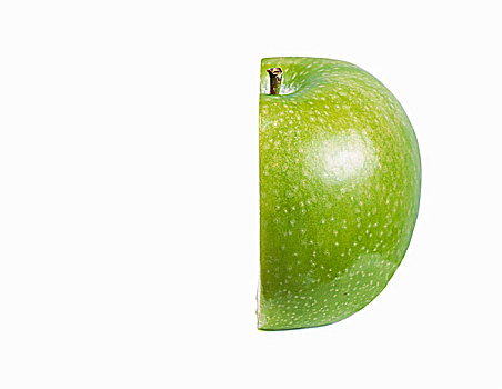 一半,澳洲青苹果,苹果,白色背景