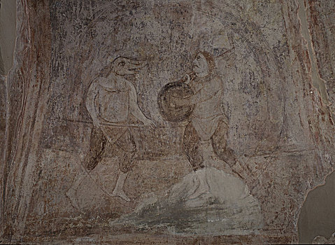 争斗,场景,11世纪,艺术家,古老,俄罗斯,壁画