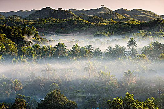 风景,雾气,地区,若开邦,缅甸,亚洲