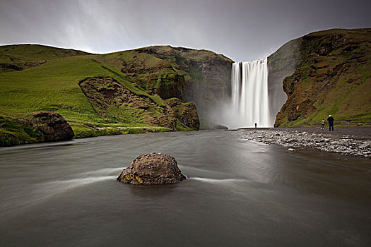 史克卡瀑布,瀑布,史考格拉,冰岛南部,冰岛,欧洲