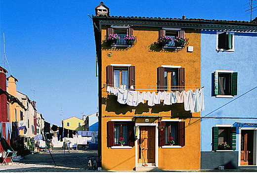 房子,洗衣服,悬挂,布拉诺岛,意大利