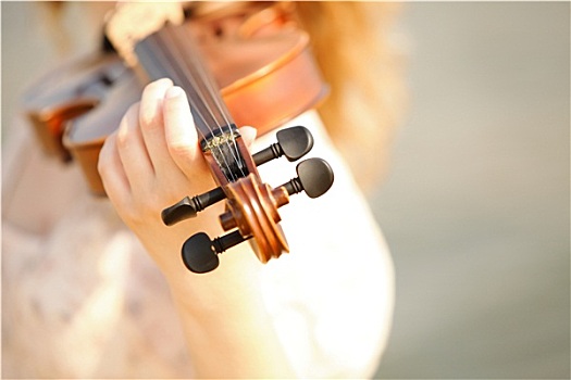 女性,手,小提琴,户外