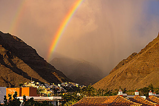 彩虹,大帝谷,加纳利群岛,西班牙,欧洲