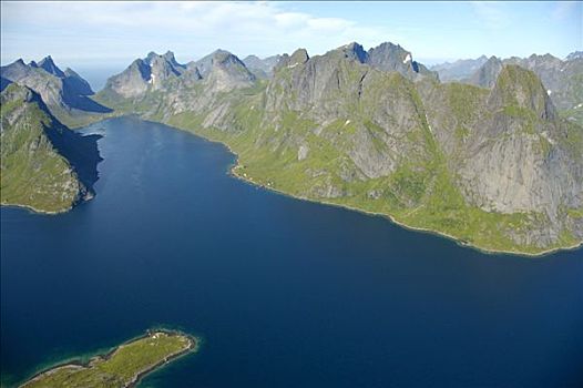 山脉,峡湾,船,罗弗敦群岛,挪威