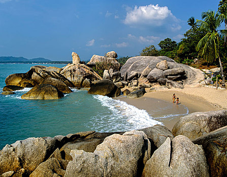 岩石构造,爷爷,石头,阴茎,海滩,海湾,泰国,苏梅岛,南方,亚洲