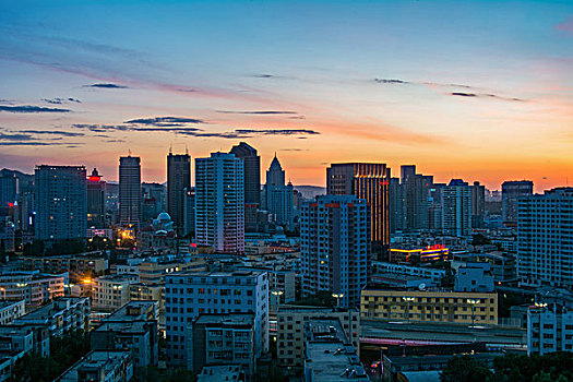 乌鲁木齐高楼大厦天际线夜景