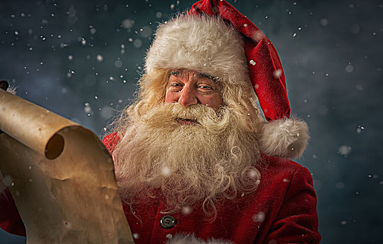 头像,高兴,圣诞老人,读,圣诞节,信,户外,北极,下雪