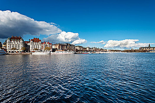 船,新桥,湾,正面,街道,斯德哥尔摩,瑞典,斯堪的纳维亚,欧洲